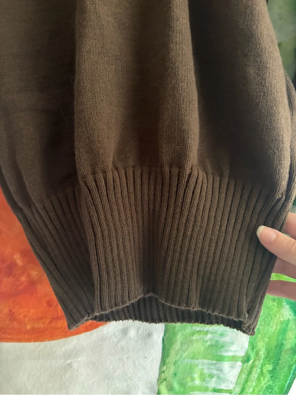 Vintage Men's Brown Military Button-Neck Knit Sweater